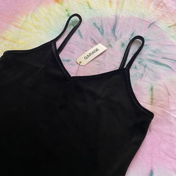 π2/$20 | NWT Garage Black Velvet Midi V Cami Tank Top | Size S - Picture 5 of 9